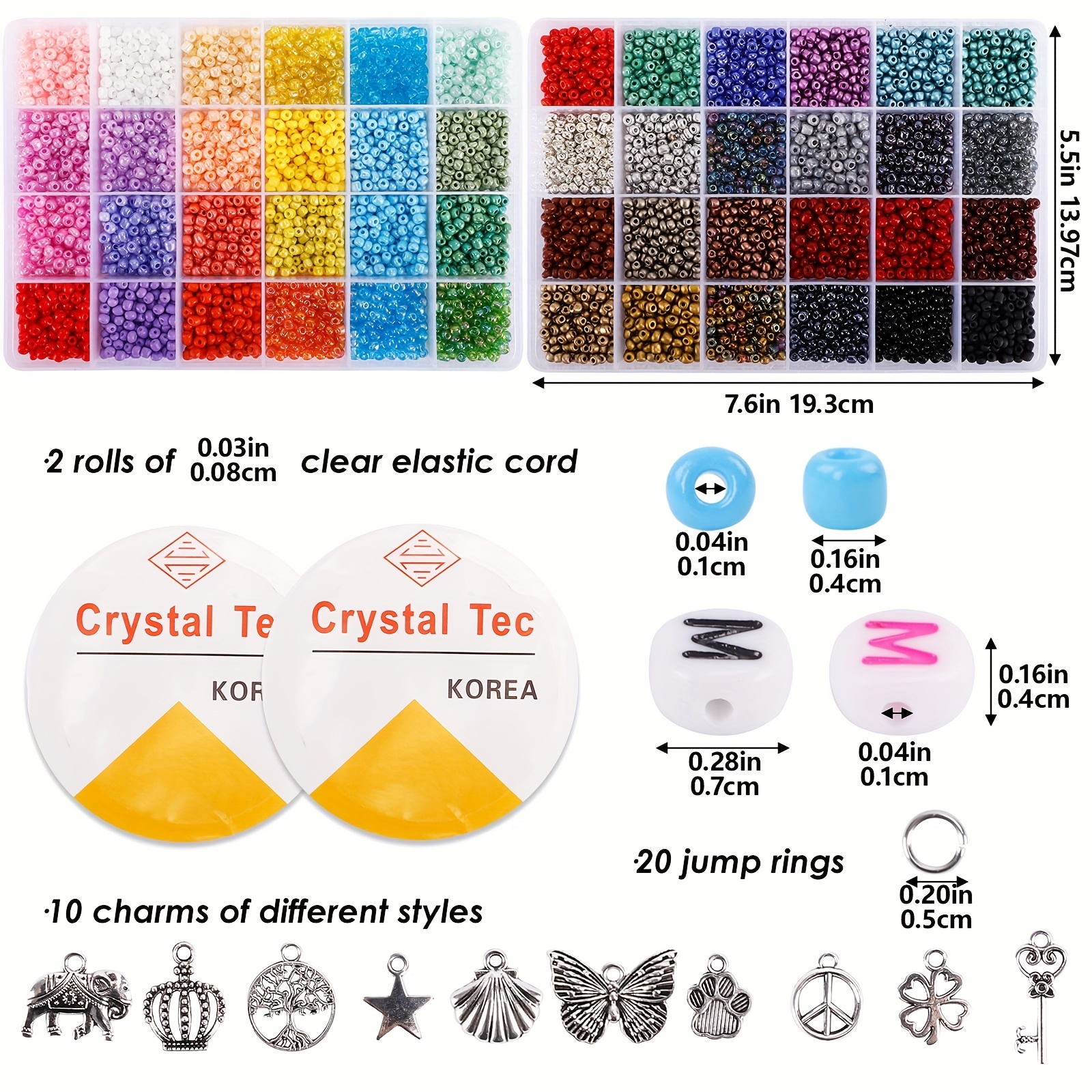 10800pcs 3mm Glass Seed Beads and 1200pcs Letter Beads for