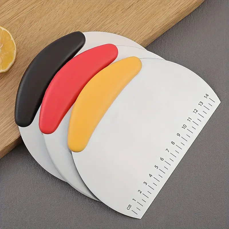 1pc, Household Kitchen Scraper With Scale, Stainless Steel Semi-round Bread  Knife, Baking Knife, Flour Scraper, Dough Scraper, Dough Cutter, Pizza Cut