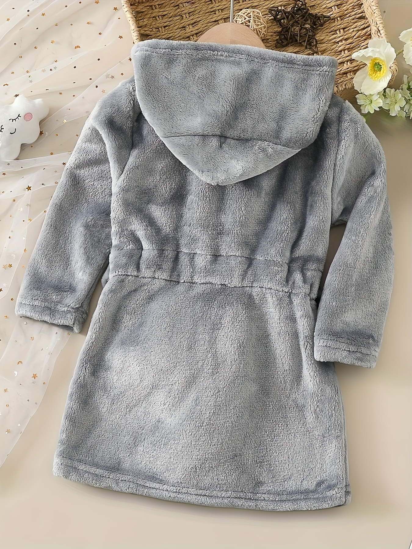 Kid's Flannel Robe in Grey