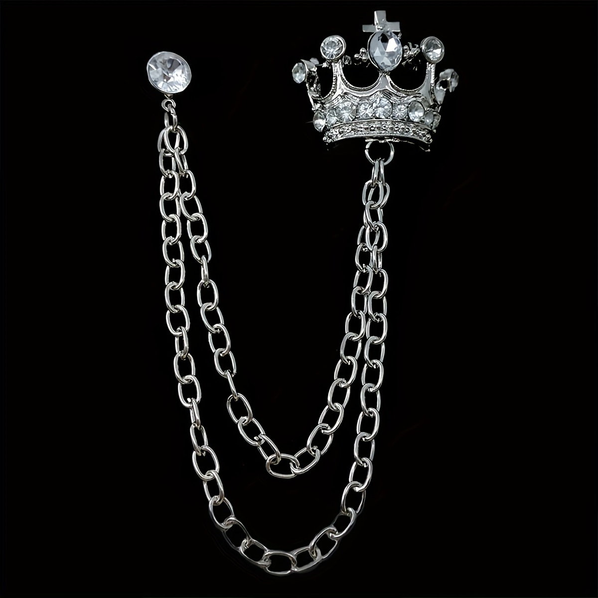 1pc Brooch Pins for Men English Style Suit Chain Pins Crown Vintage Corsage Business Suit Accessories,White+Silvery,$1.69,Golden,Temu