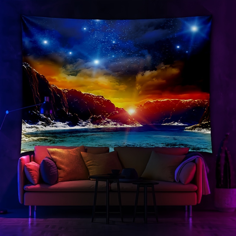 Starry Sky Series Fluorescent Tapestry Uv Light Reflective - Temu