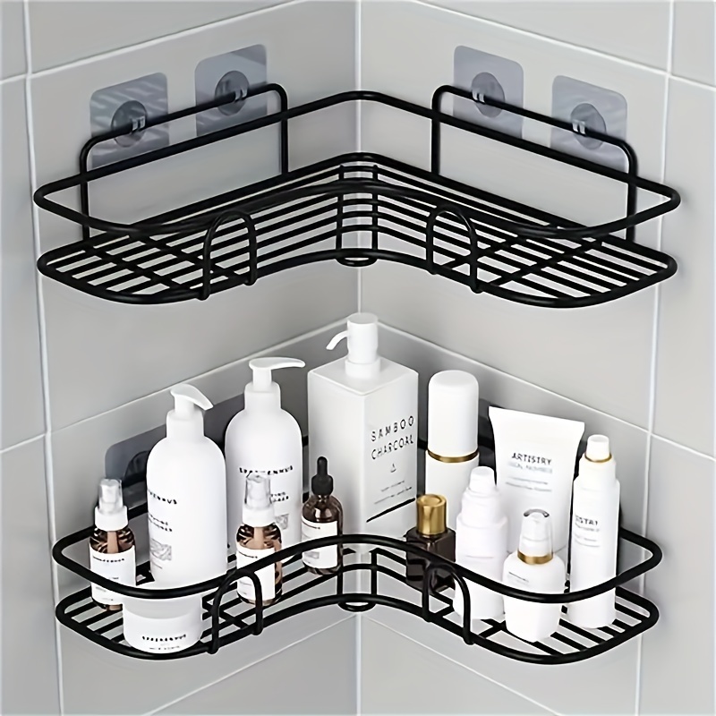1pc Bathroom Corner Shelf Rotatable Wall Mounted Storage Rack Organizer,  Punch-free For Toilet And Washroom