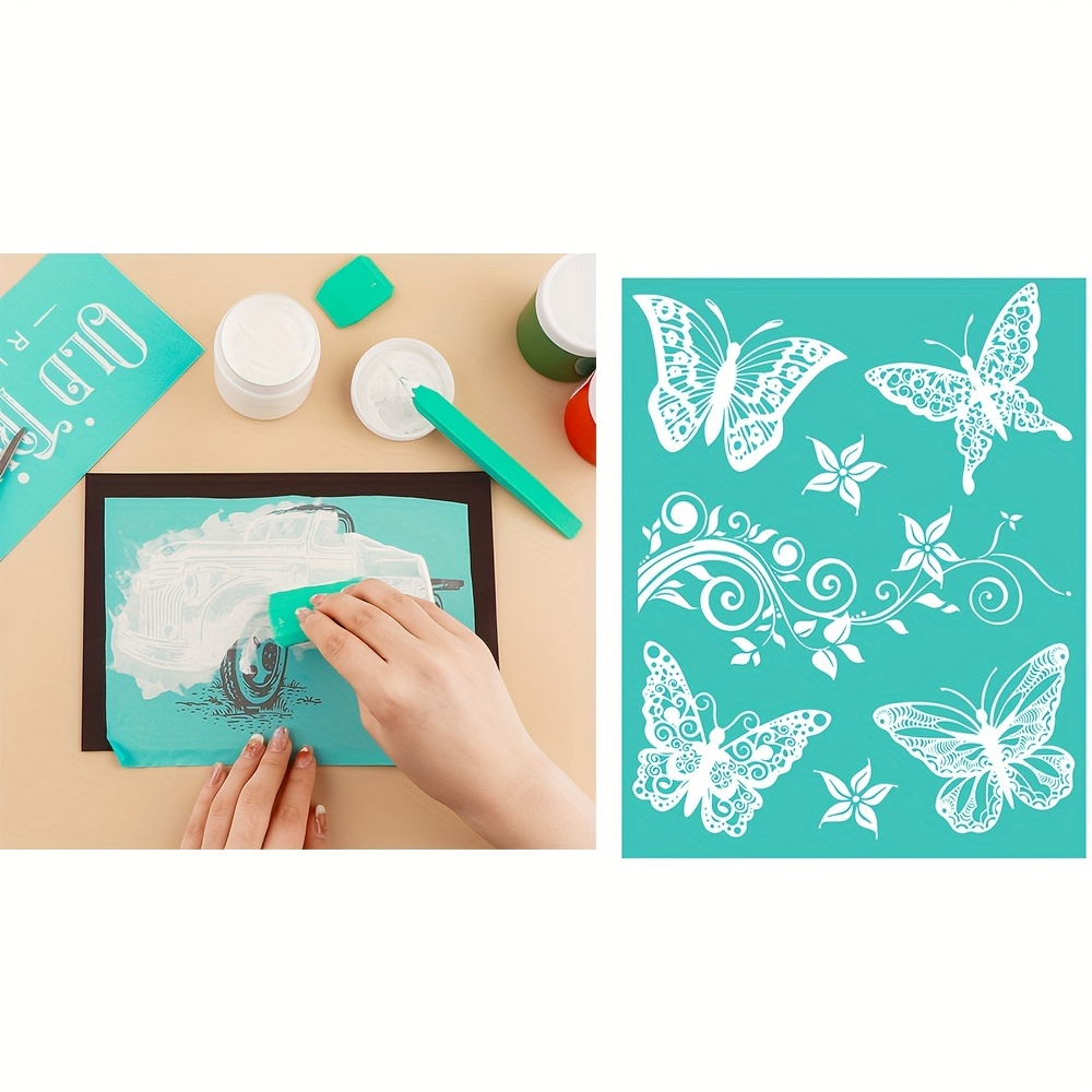 Techinal Butterfly Self-Adhesive Silk Screen Printing Stencil for
