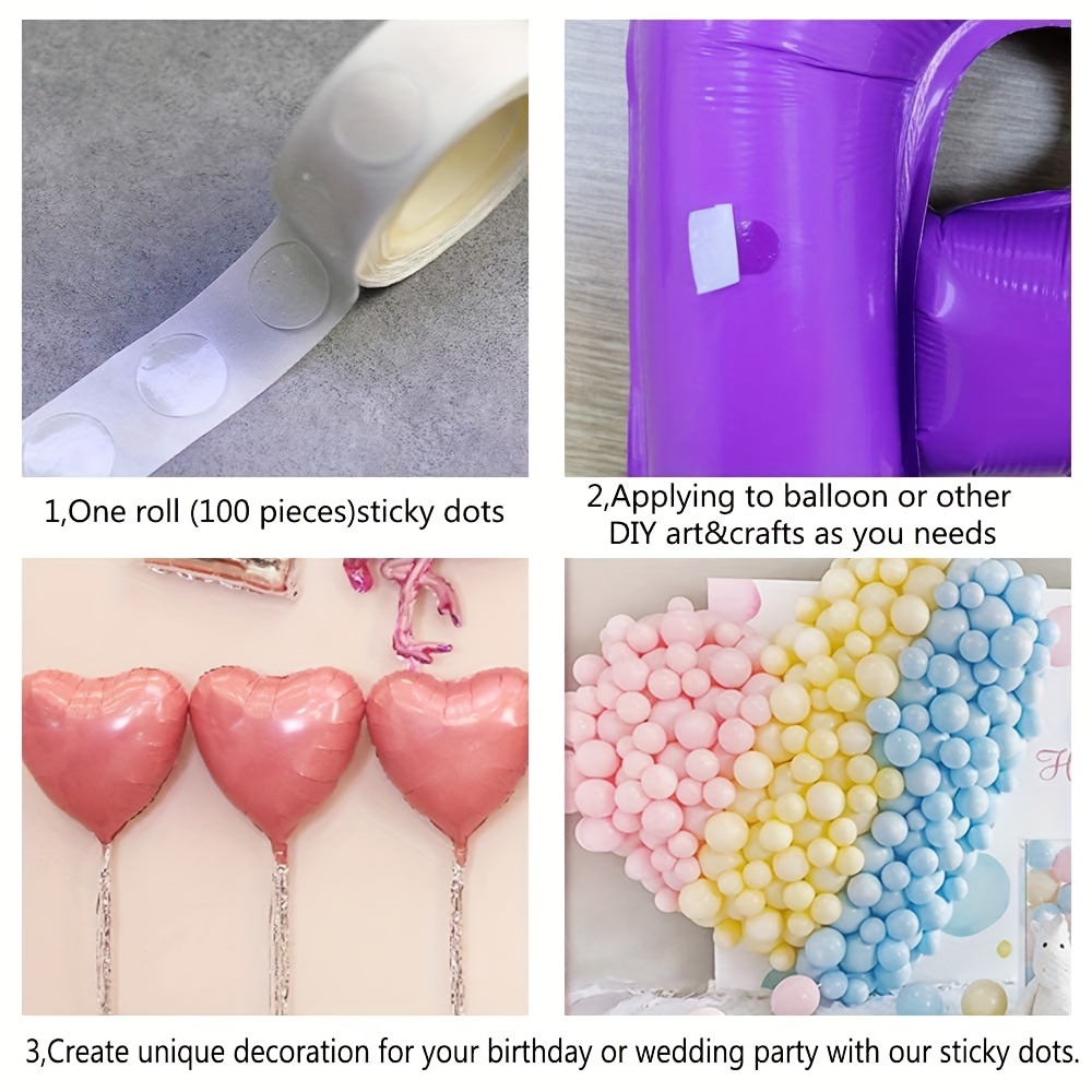 100 Balloon Adhesive Dots Glue Roll Tape for Balloon Decorating Birthday  Party