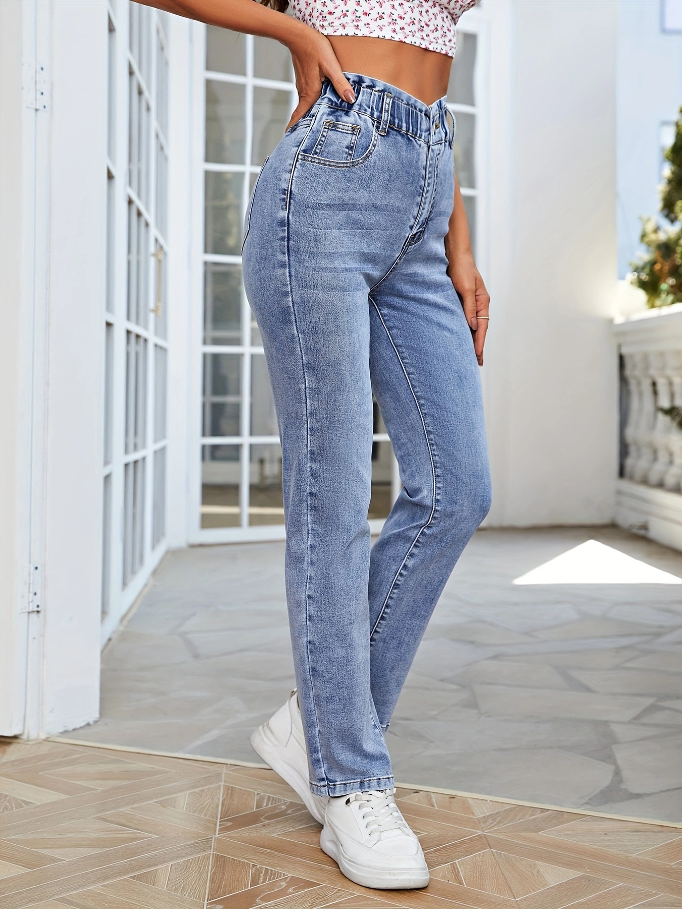 Jeans Para Mujer 2023 Pantalones De Mujer Moda Sólido Slim Cintura