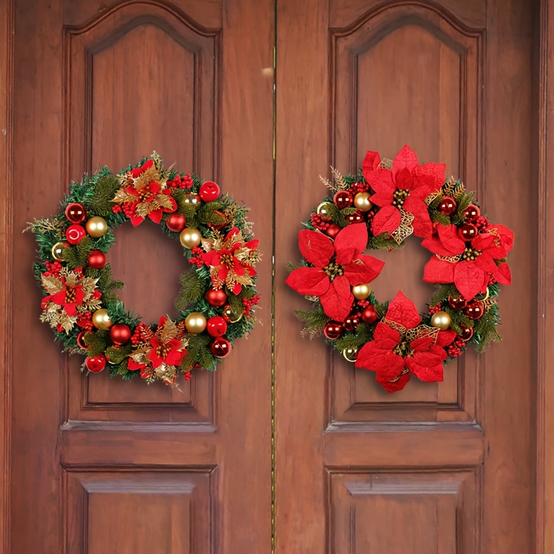 Christmas Wreaths for Front Door, Christmas Wreath Supplies for Windows  Outside, Holiday Christmas Teng Strip Venue Layout Props Wreath Ornaments  Door