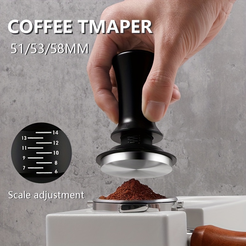 

1pc 51/53/58mm Calibrated Espresso Tamper | Coffee Tamper With Spring Loaded | Coffee Tamper With Flat Stainless Steel Base Coffee Tools Coffee Accessories Black Silvery