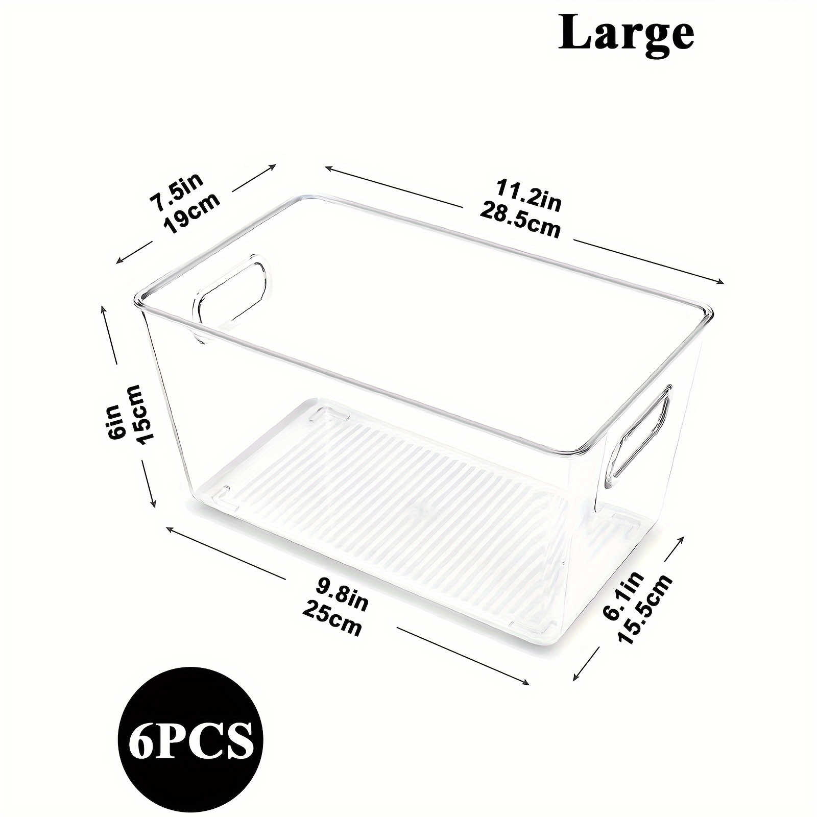 6pcs Refrigerator Organizer Bins Stackable Fridge With Cutout