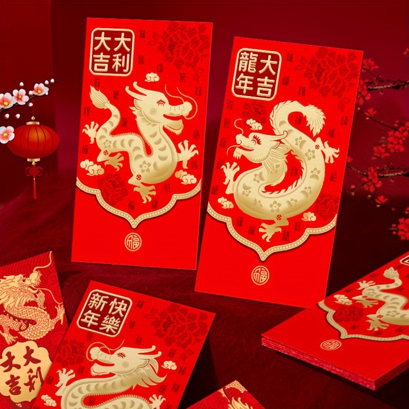 2024 Year Of The Dragon Red Envelope Creative Simple Good - Temu