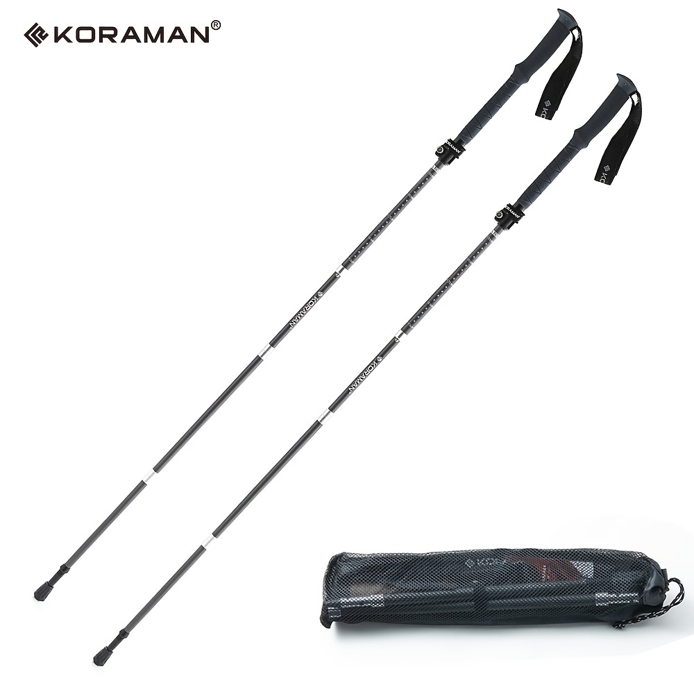 * 1pair Collapsible Trekking Poles, 37-43 Adjustable Lightweight  Quick-Lock Hiking Walking Sticks With Carrying Bags