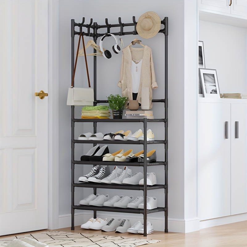 1pc Simple Shoe Rack With Hanger & Hat Rack For Home Entrance, Apartment,  Dorm Room, Storage Organizer