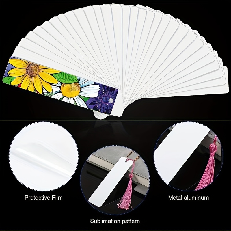 Metal Tags DIY White Sublimation Bookmark Blank Bookmarks with Tassels
