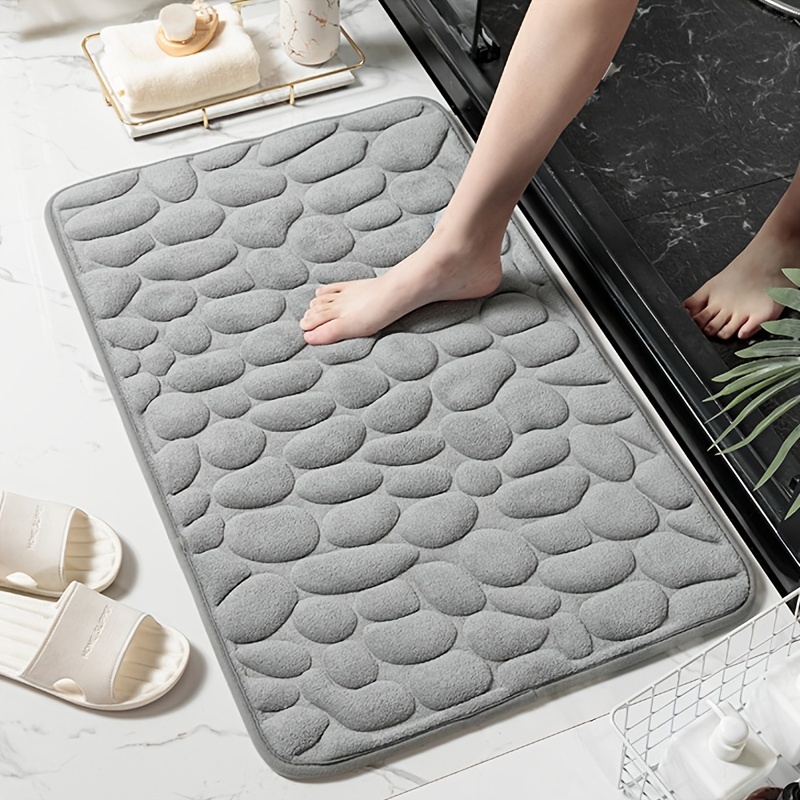 1pc Cobblestone Embossed Bathroom Bath Mat, Memory Foam Pad, Washable Bath  Rugs, Rapid Water Absorbent, Non-Slip, Washable, Thick, Soft And  Comfortable Carpet For Shower Room