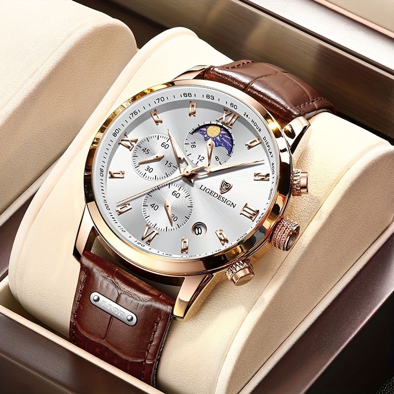 * Men Watch Luxury Leather Waterproof Sport Quartz Wristwatch Chronograph  Military Watch for Men Masculino Men Gift