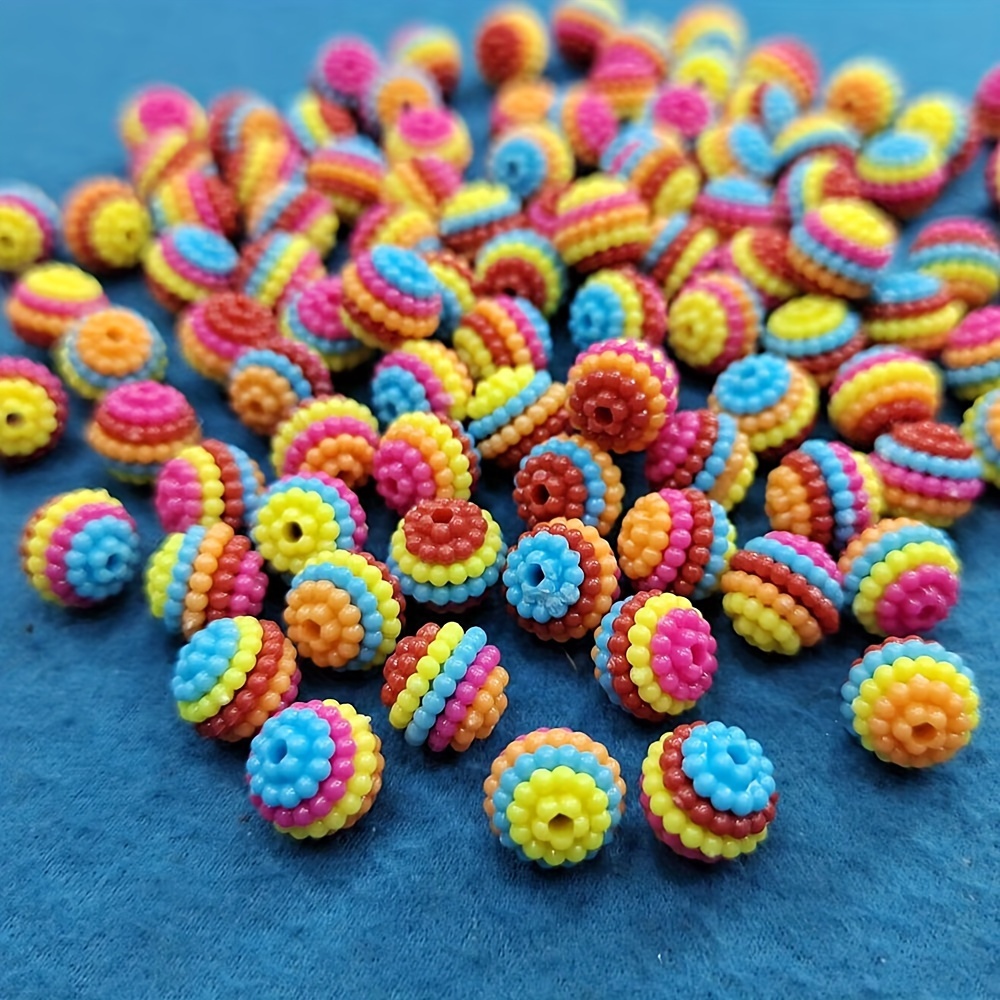 50pcs/pack Mixed Color Bayberry Beads Diameter 0.8cm/0.31inch ABS Colored  Beads Loose Bead For Bracelet Necklace Making DIY Handmade Accessories