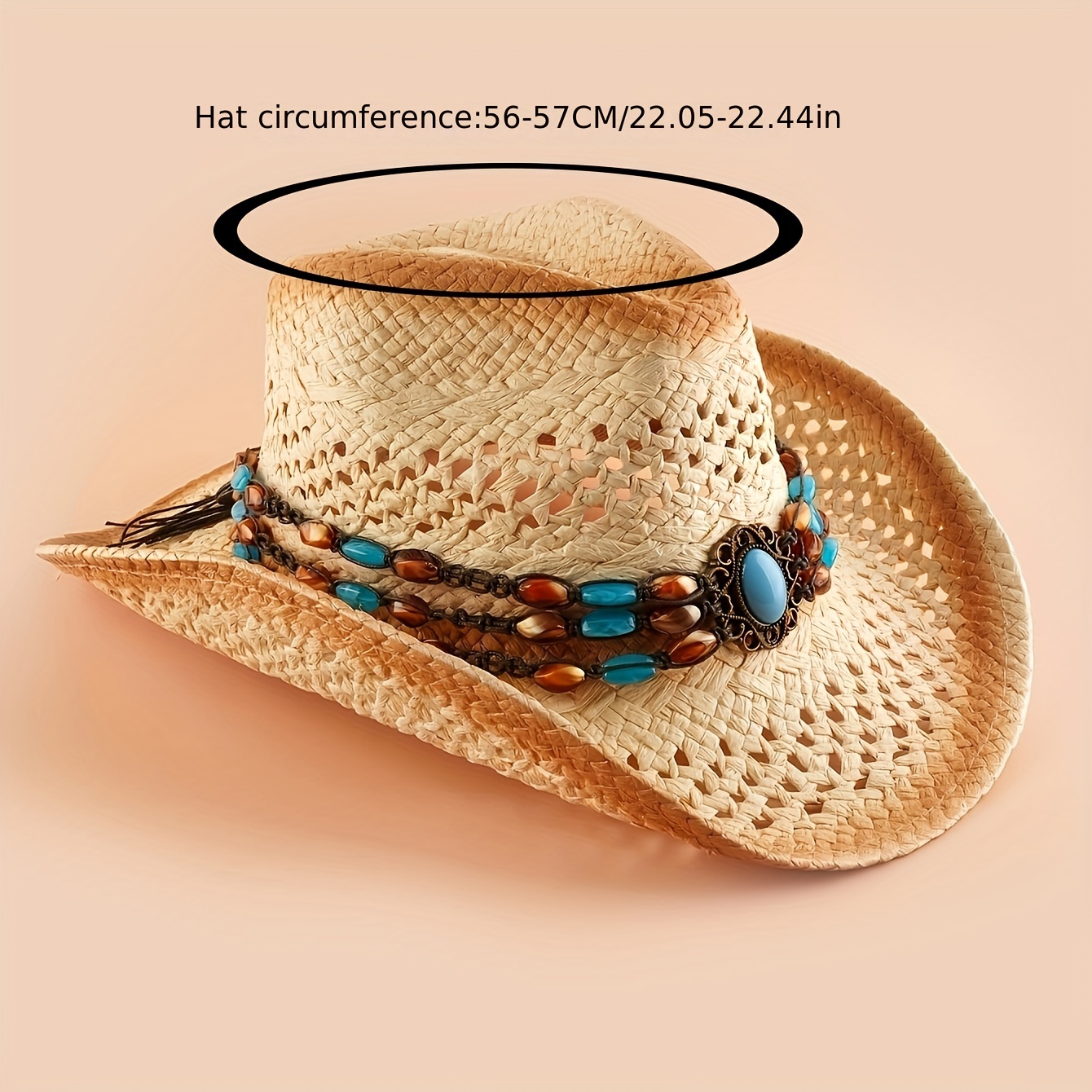 Sombreros de paja para hombres, sombrero de verano de paja de vaquero  occidental de moda para mujeres, gorra de cuerda a prueba de viento para la