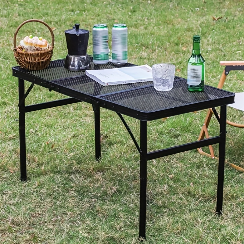 1pc Mesa De Camping Plegable Portátil, Escritorio De BBQ De Malla De Hierro  Para Cocina Al Aire Libre Picnic