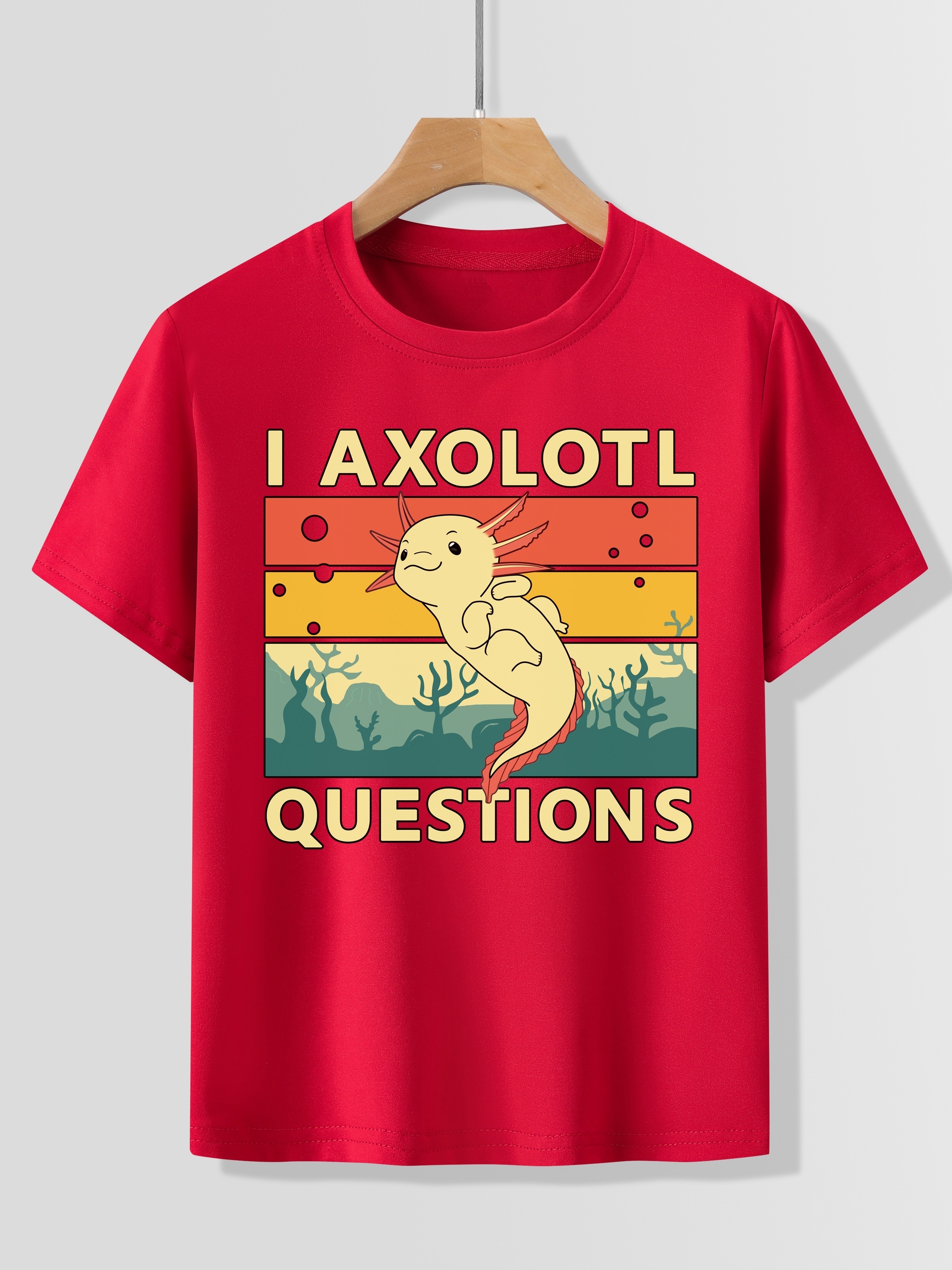 Camiseta de gola redonda com estampa de desenho animado Axolotl