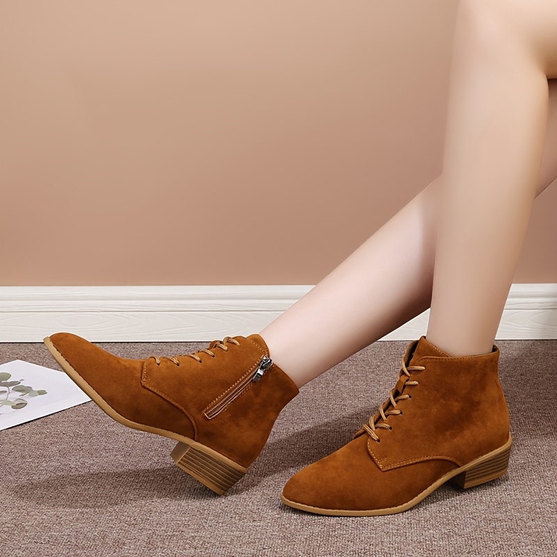 Ladies tan lace shop up ankle boots