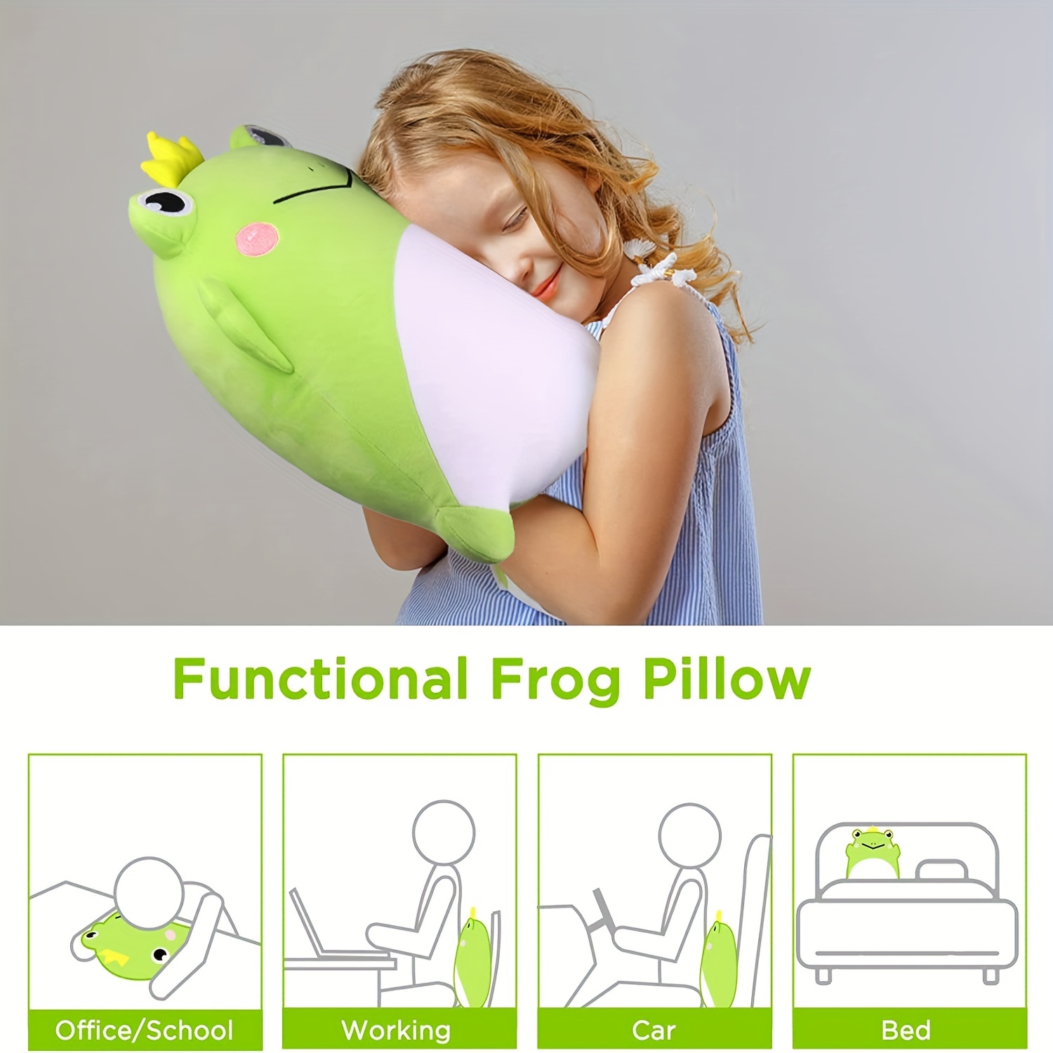 GAGAKU Frog Pillow 15'' Cute Frog Stuffed Animal Squishy Frog