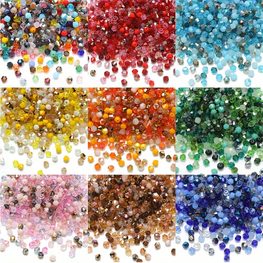 

200/500pcs 3mm/4mm Faux Crystal Beads, Multicolor Rhombus Glass Spacer Beads, Jewelry Making Diy Accessories, Handmade Craft Beads Accessories