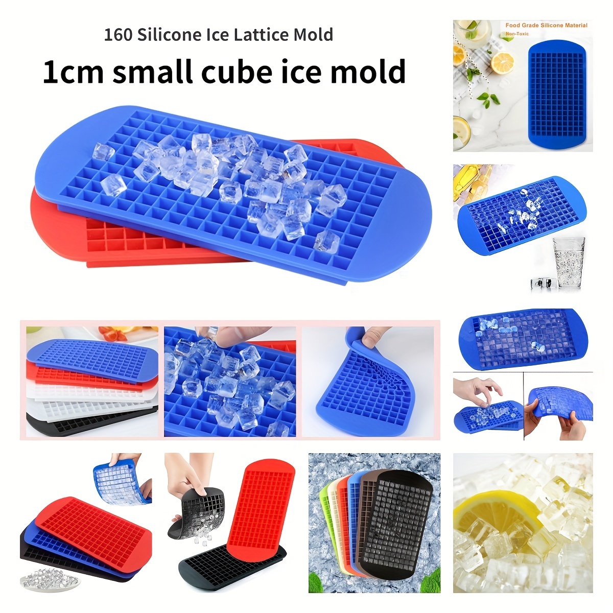 160 Grids Silicone Ice Cube Eco-friendly Cavity Tray Mini Ice Cubes Small  Fruits Mold Ice Maker for Ice Cube Making 