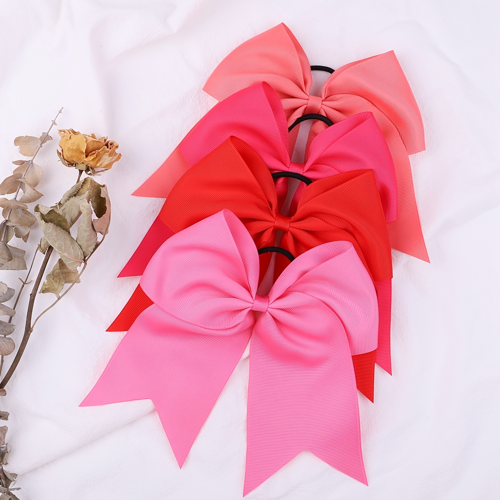  Pink Hair Ribbon for Girl Women Pink Bow Elastic Hair