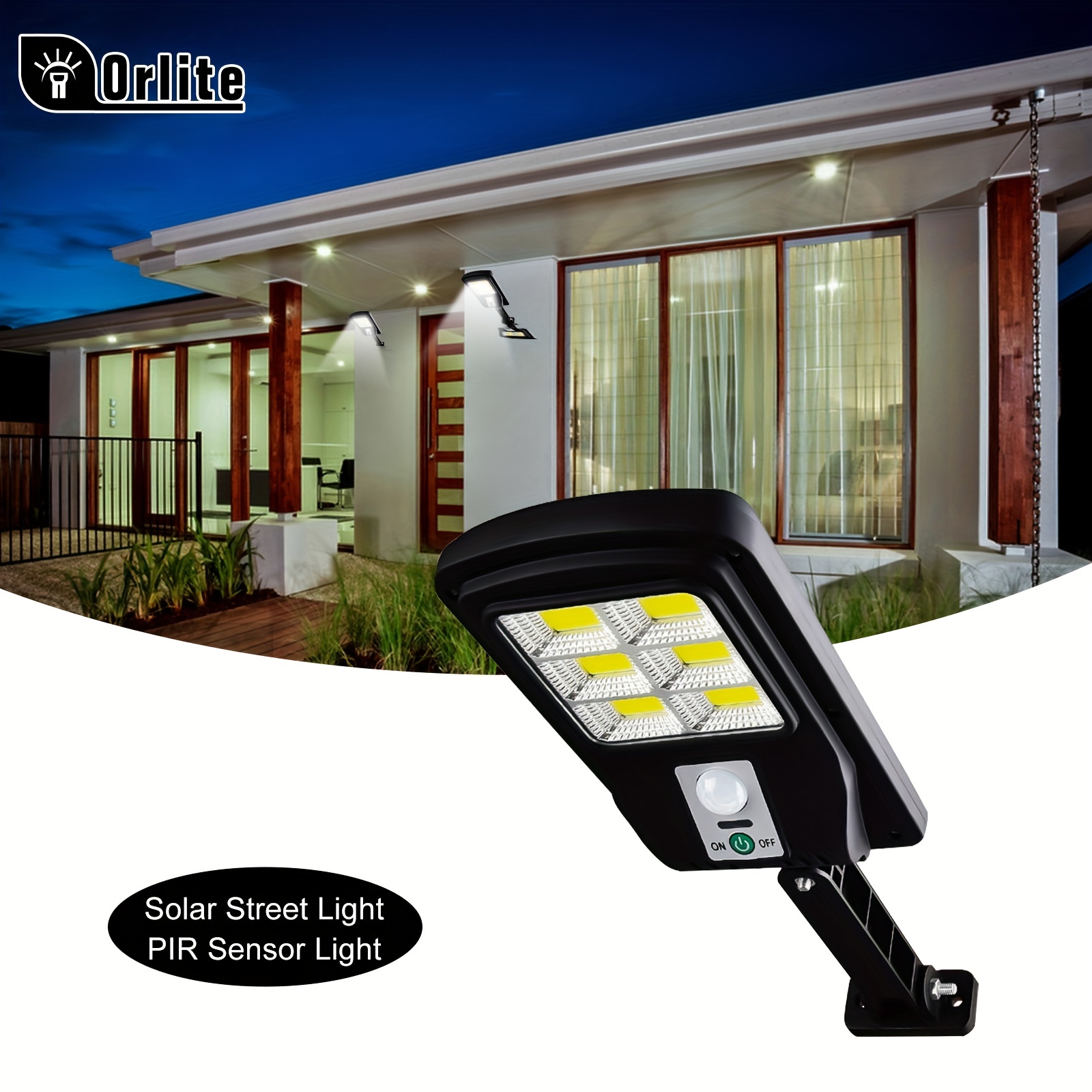 

Outdoor Solar Street Light With Pir Motion Sensor - Waterproof Solar Security Light With 3 Lighting Modes For Garden, Parking Lot, And Pathway