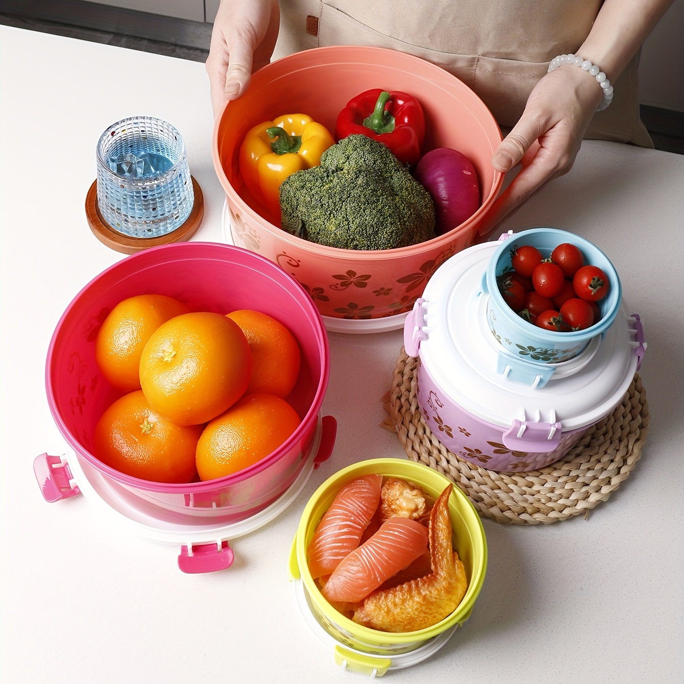 5pc Refrigerator Food Storage Box for School & Work Lunch Camping Picnic