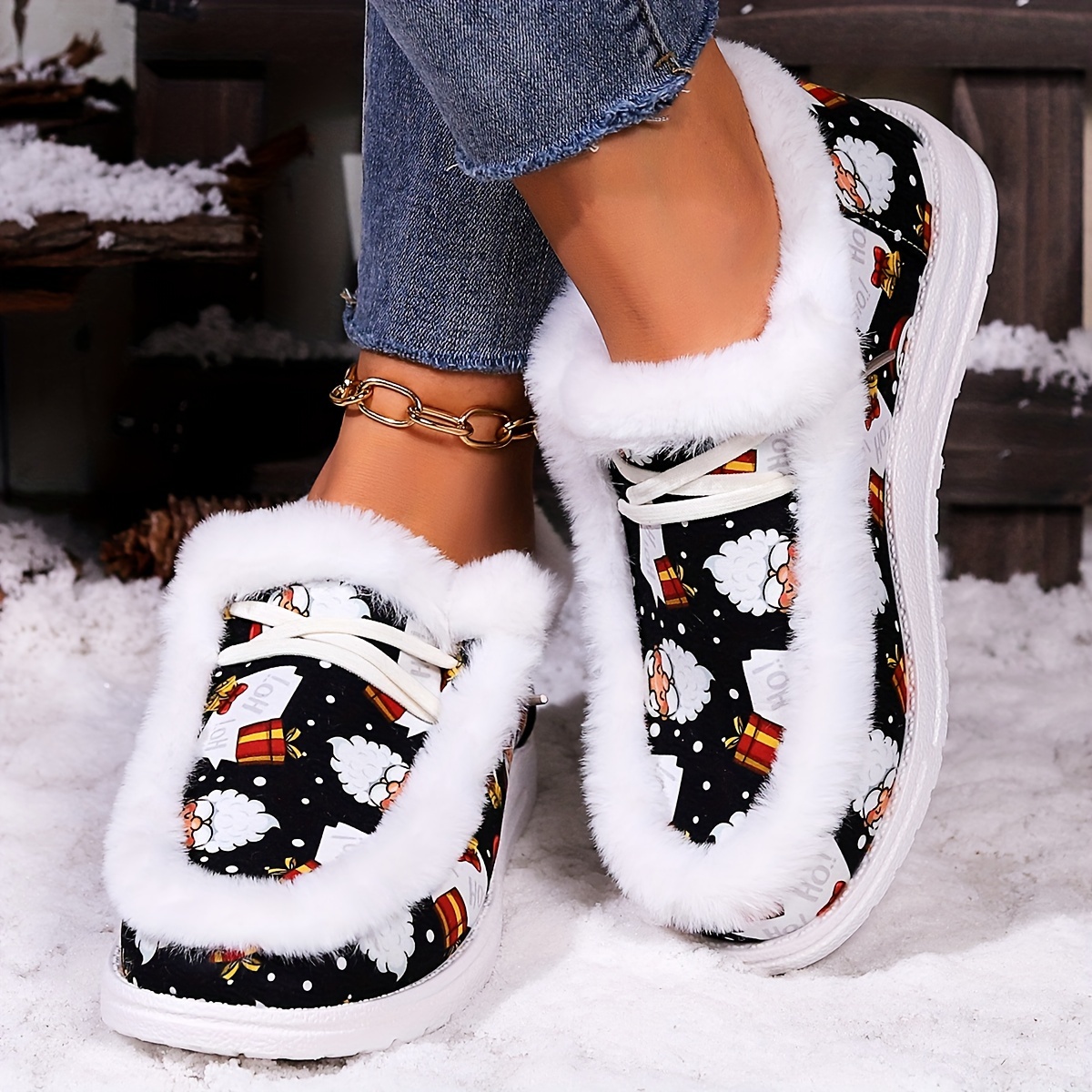 Women's Winter Fashion Christmas Style Skate Shoes Black - Temu