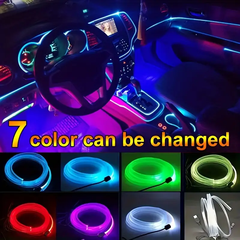 Acquista 4 pezzi di luce USB per auto 7 colori RGB LED Auto atmosfera per auto  luce decorativa lampada accessori automobilistici decorazione interni Mini  luce