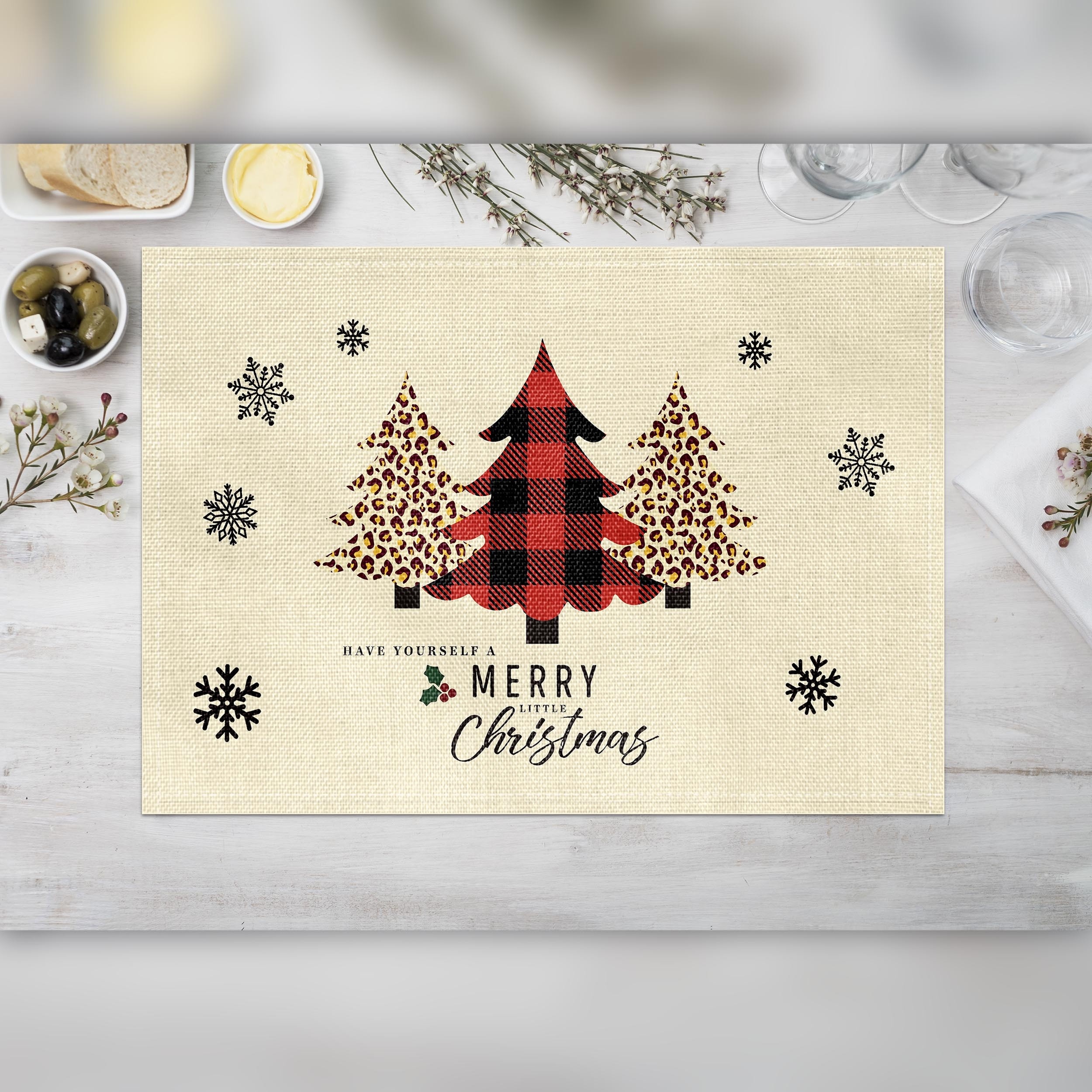 1pc Posavasos Navidad Tema Navidad Mantel Poliéster Buffalo - Temu