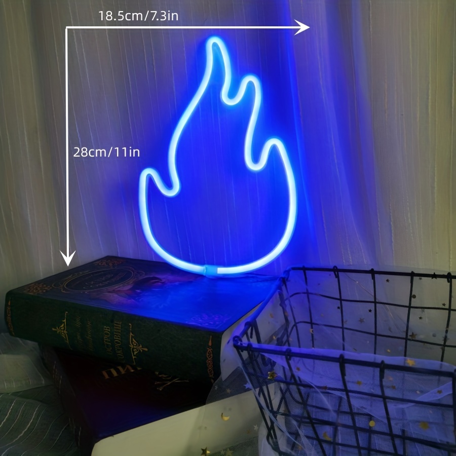 Led Neon Light Red Flame Shaped Light Battery Box Usb Dual Temu