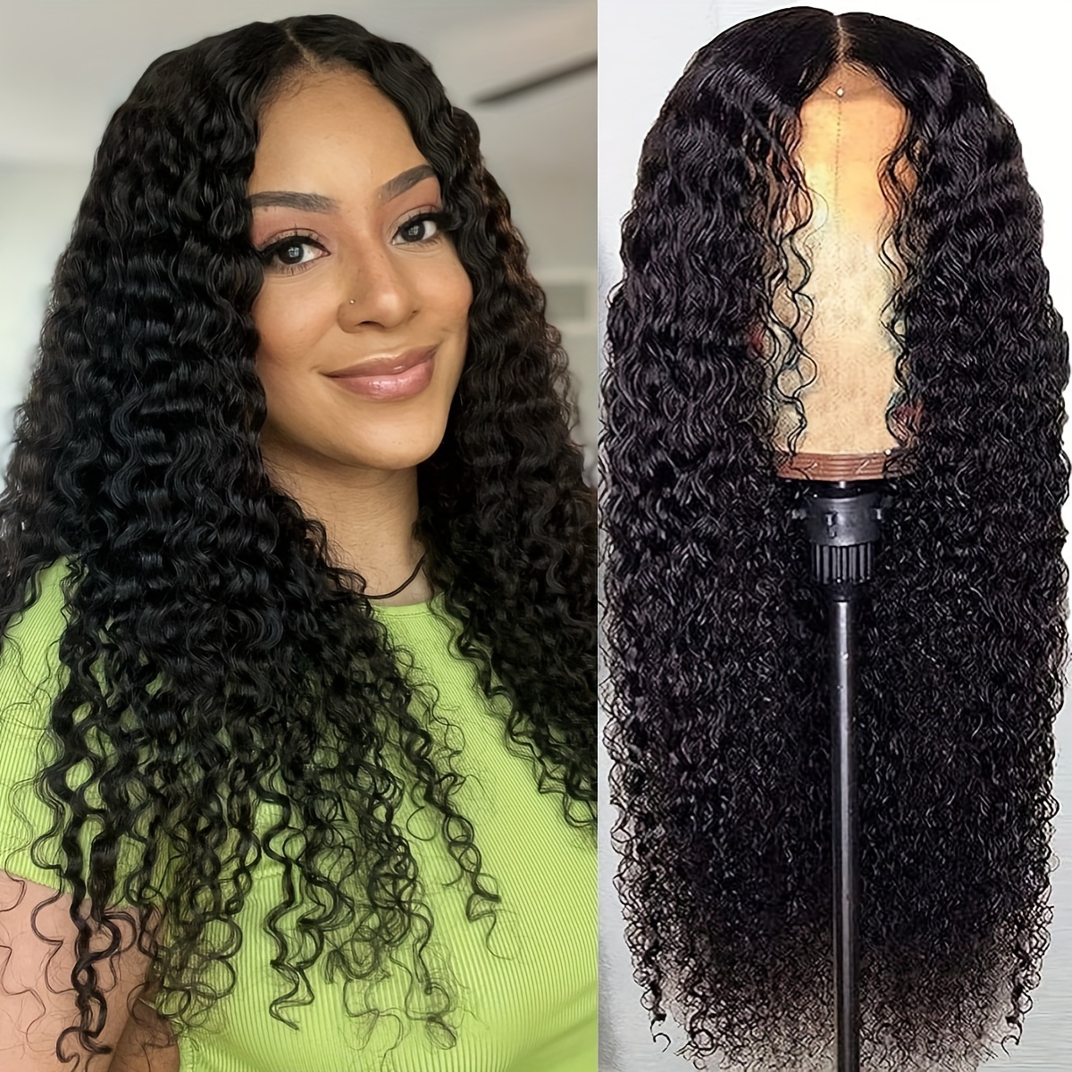 UNice Transparent Lace 4x0.75 / 13x4 Curly Black Natural Wig