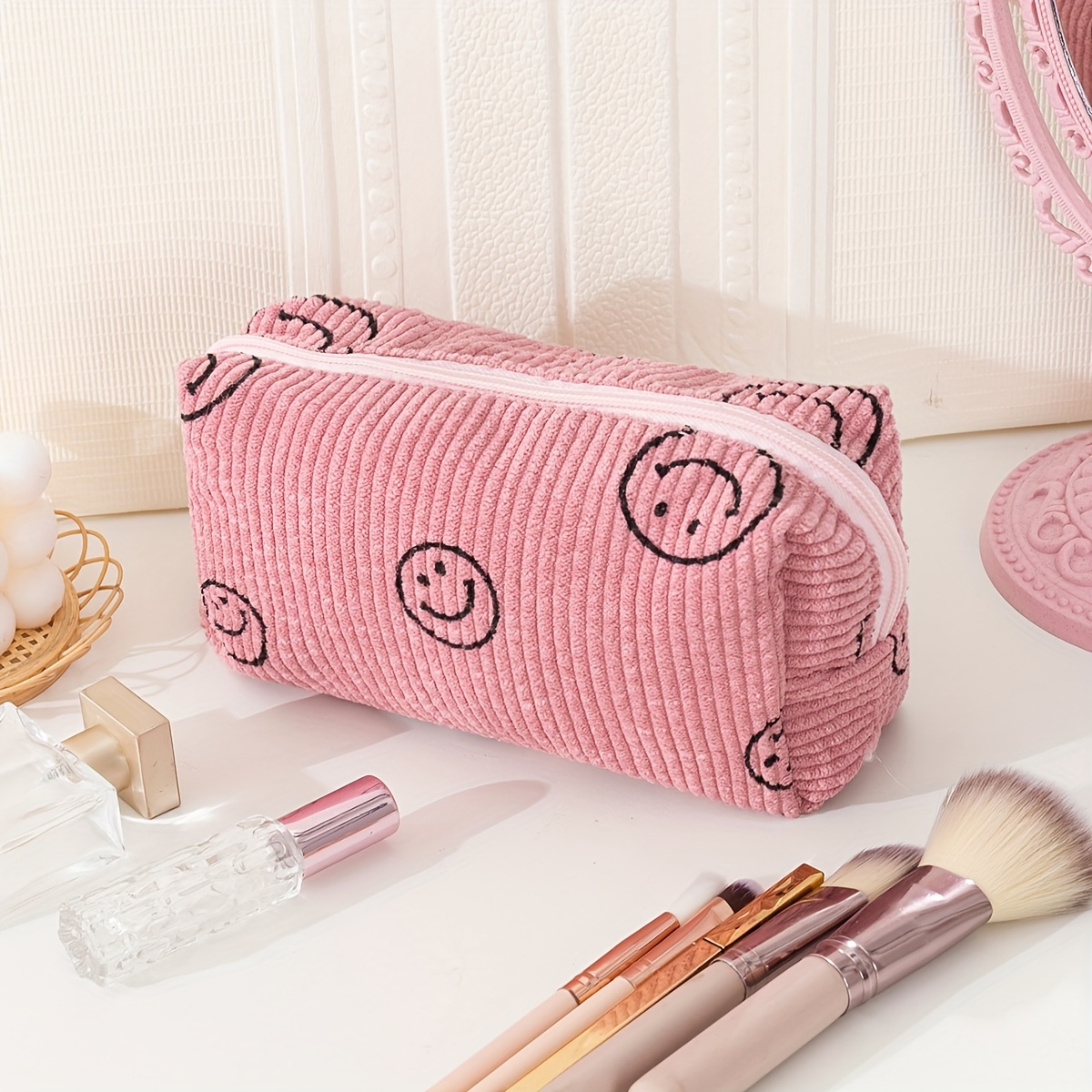 Cute & Soft Plush Travel Makeup Bag, 1pc Large Capacity Lightweight  Toiletry Handbag Bath Shower Bag Multifunctional Cosmetic Organizer Cute  Handbag