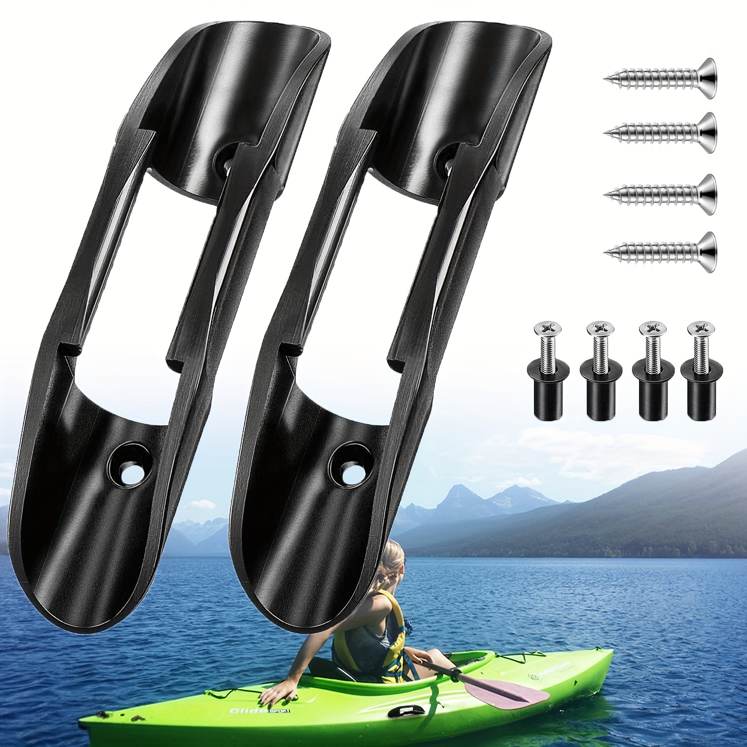 2/4pcs Universal Kayak Paddle and Fishing Net Holder Clips with Screws -  Convenient Deck Mount for Easy Access and Storage