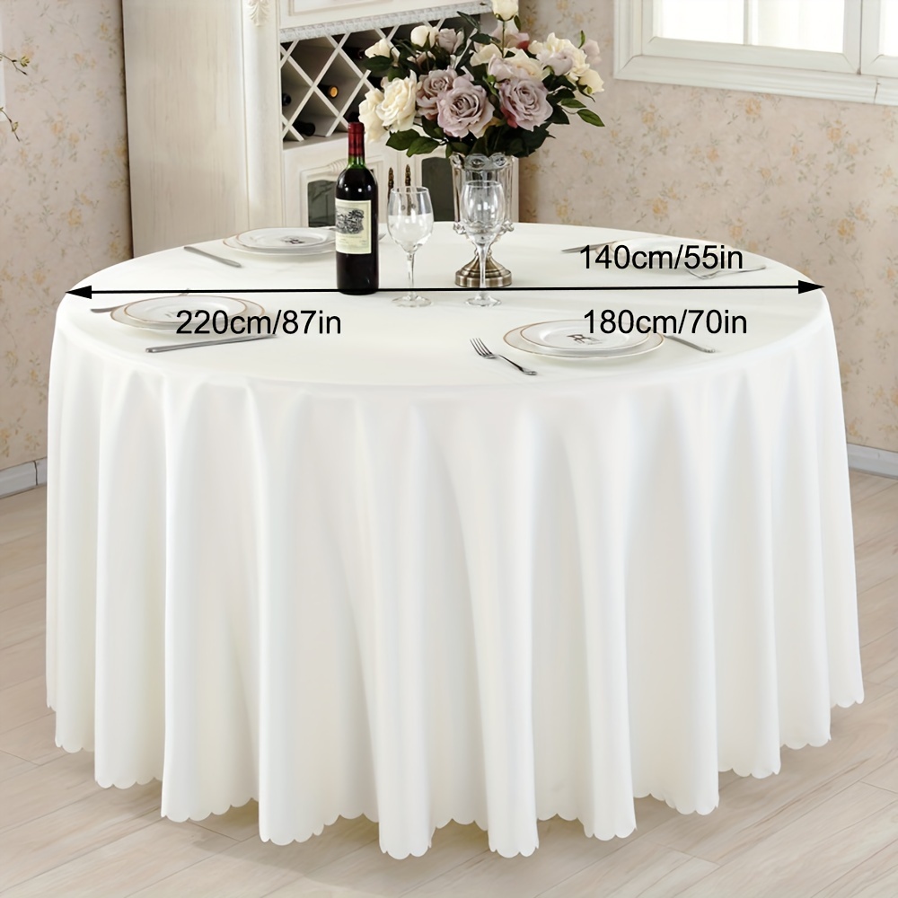 Mantel redondo blanco – Mantel redondo de 120 pulgadas, resistente a las  manchas y lavable, mantel decorativo de poliéster para mesa de comedor