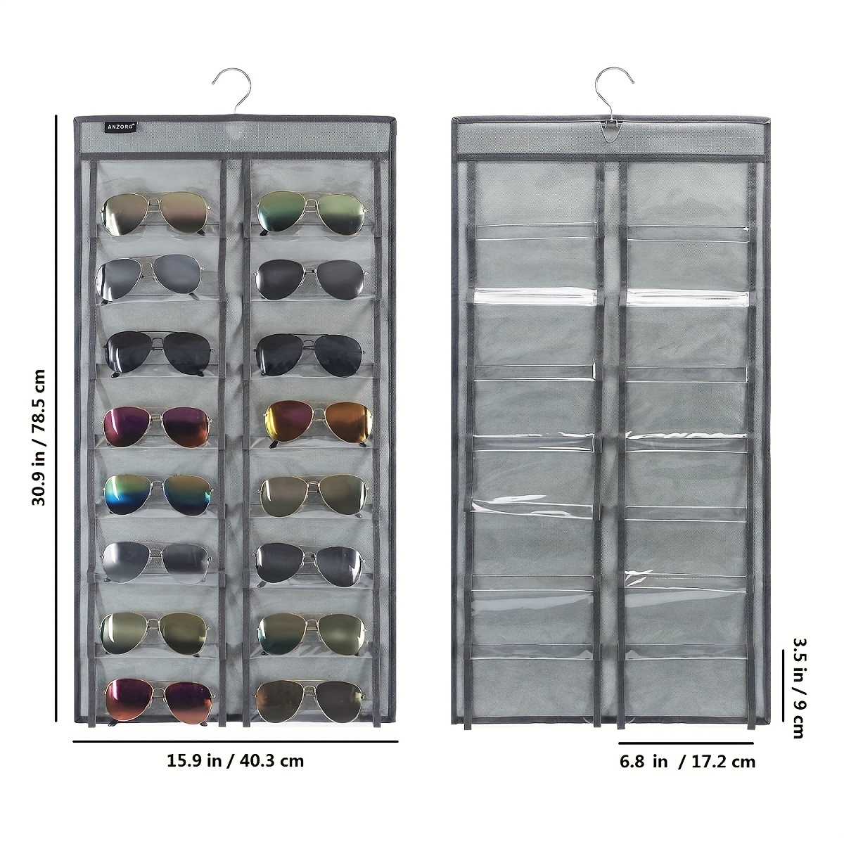 1 Stück Doppelseitig Hängender Sonnenbrillen-Organizer Wand-Brillenhalter  Sonnenbrillenständer Für Zu Hause Mit 32 Staubdichten Taschen