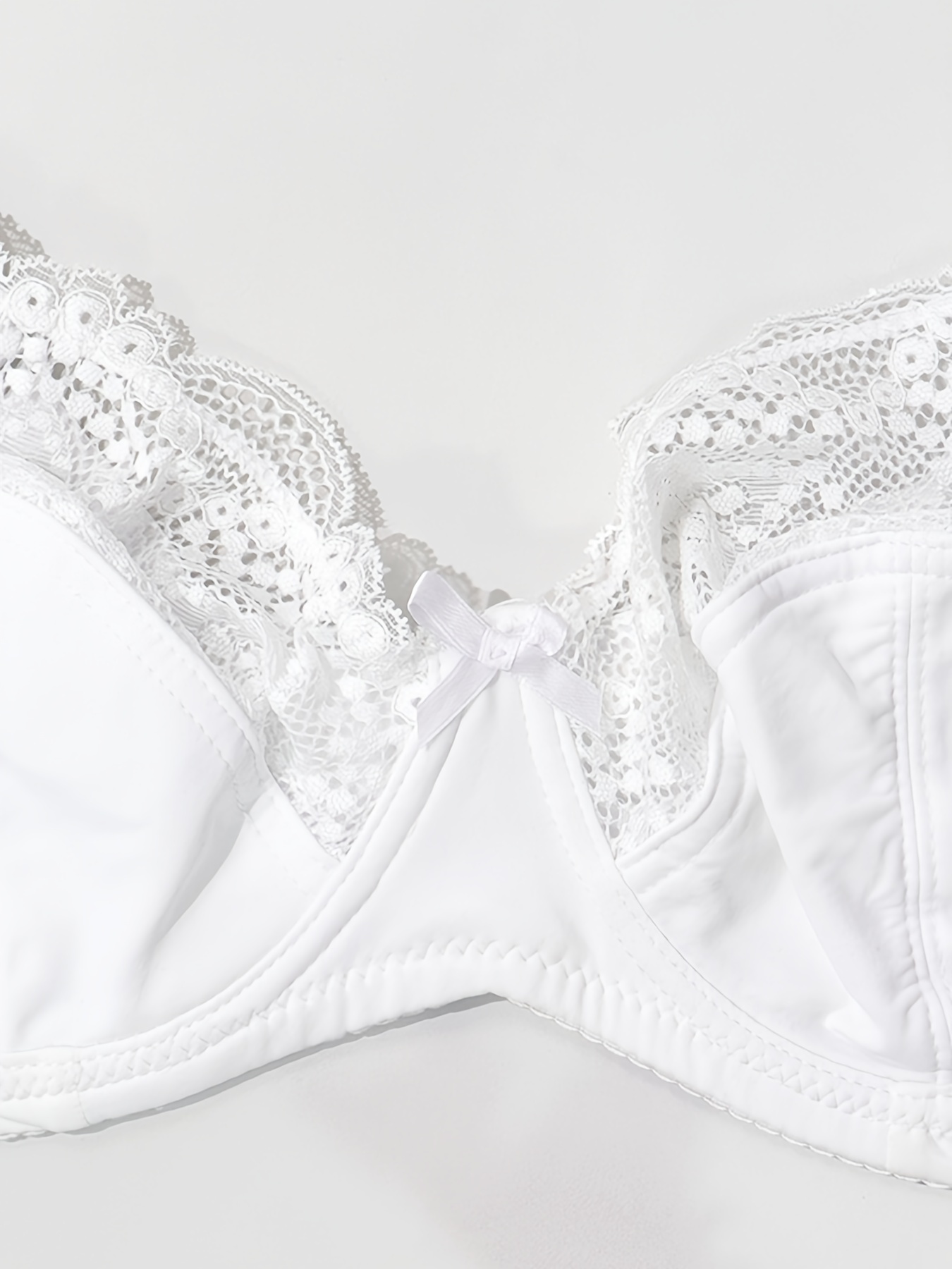 Women's Bra Full Coverage Jacquard Non Padded Lace Sheer Underwire Plus  Size Bra (Color : White, Size : 42F)