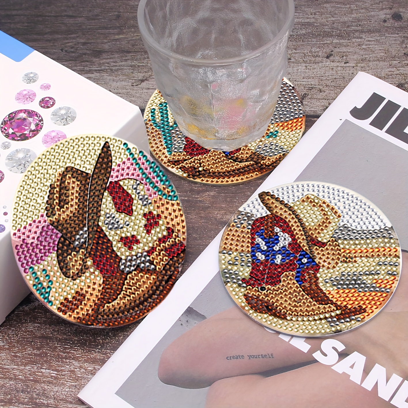 Handsome Cowboy Boot Pattern Diamond Painting Coaster Kit Temu