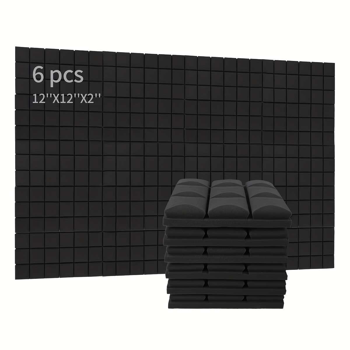 Paquete de 52 paneles acústicos de 1 x 12 x 12 pulgadas, espuma acústica,  alta densidad, insonorizadas, color carbón