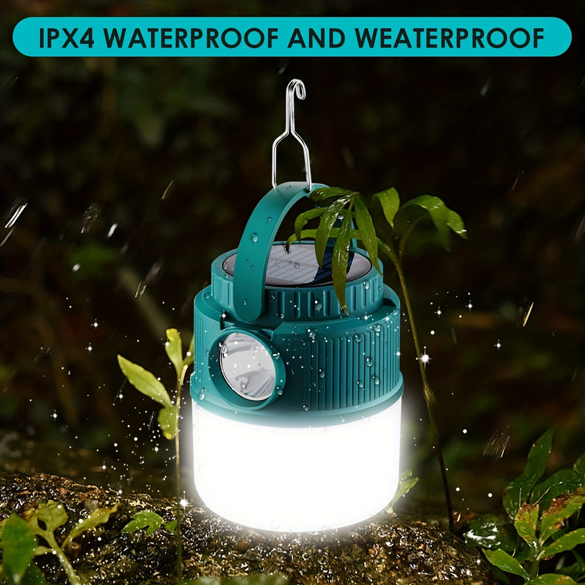 Portable Solar Camping Lantern Tent Lamp With Hanging Hook - Temu