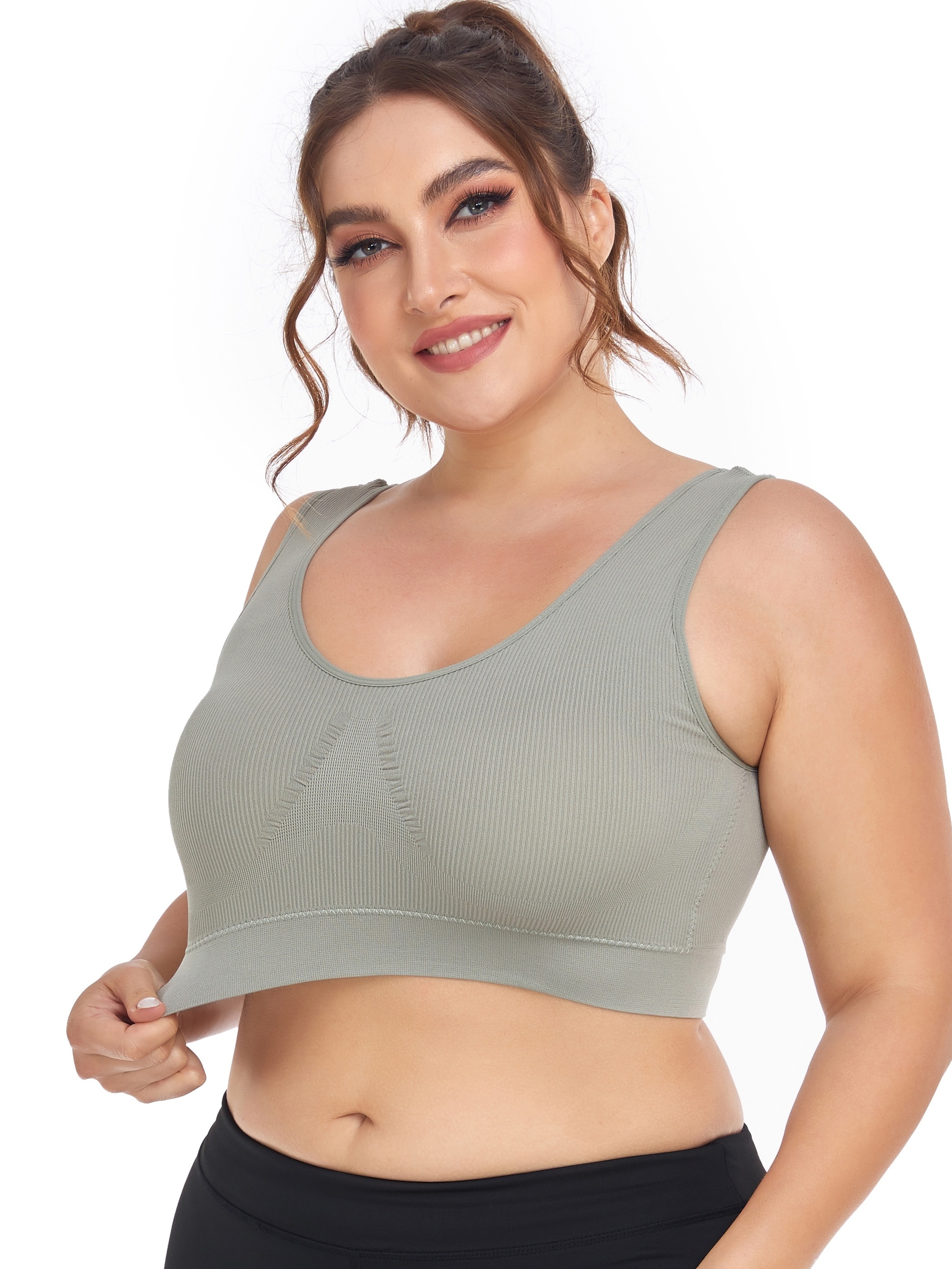 Knosfe Plus Size Sports Bra for Women Seamless Full-Coverage T-Shirt Bra  Female Complexion L