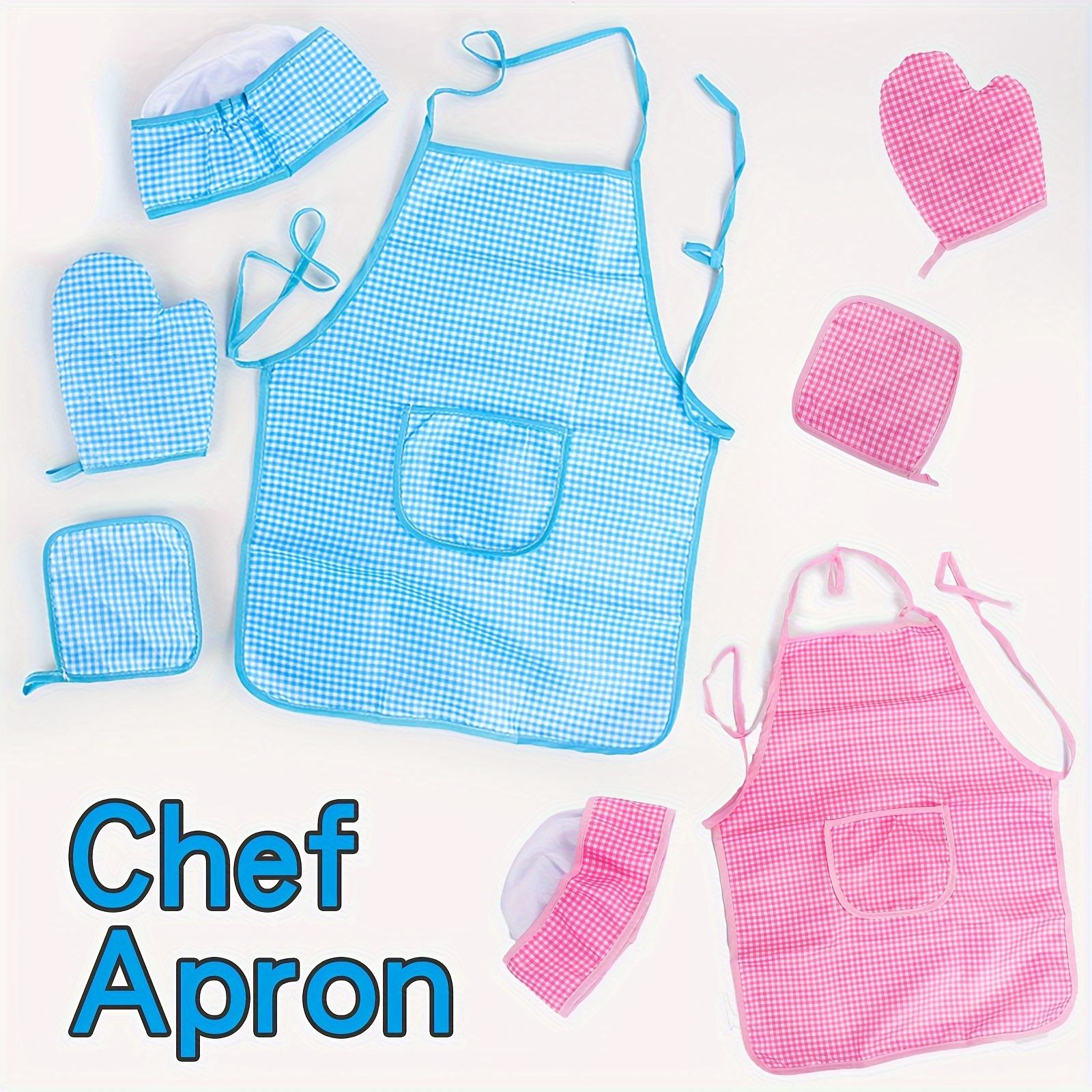 

Play House Toy, Role-playing Kitchen Clothes, Chef Set, Plaid Apron, Baking Toys Set