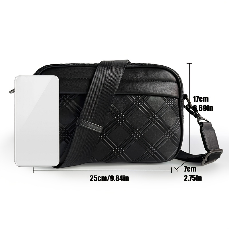 Fashion Casual Plaid Leather Tote Bag, Shoulder Bag, Crossbody Bag and Handbag, Black