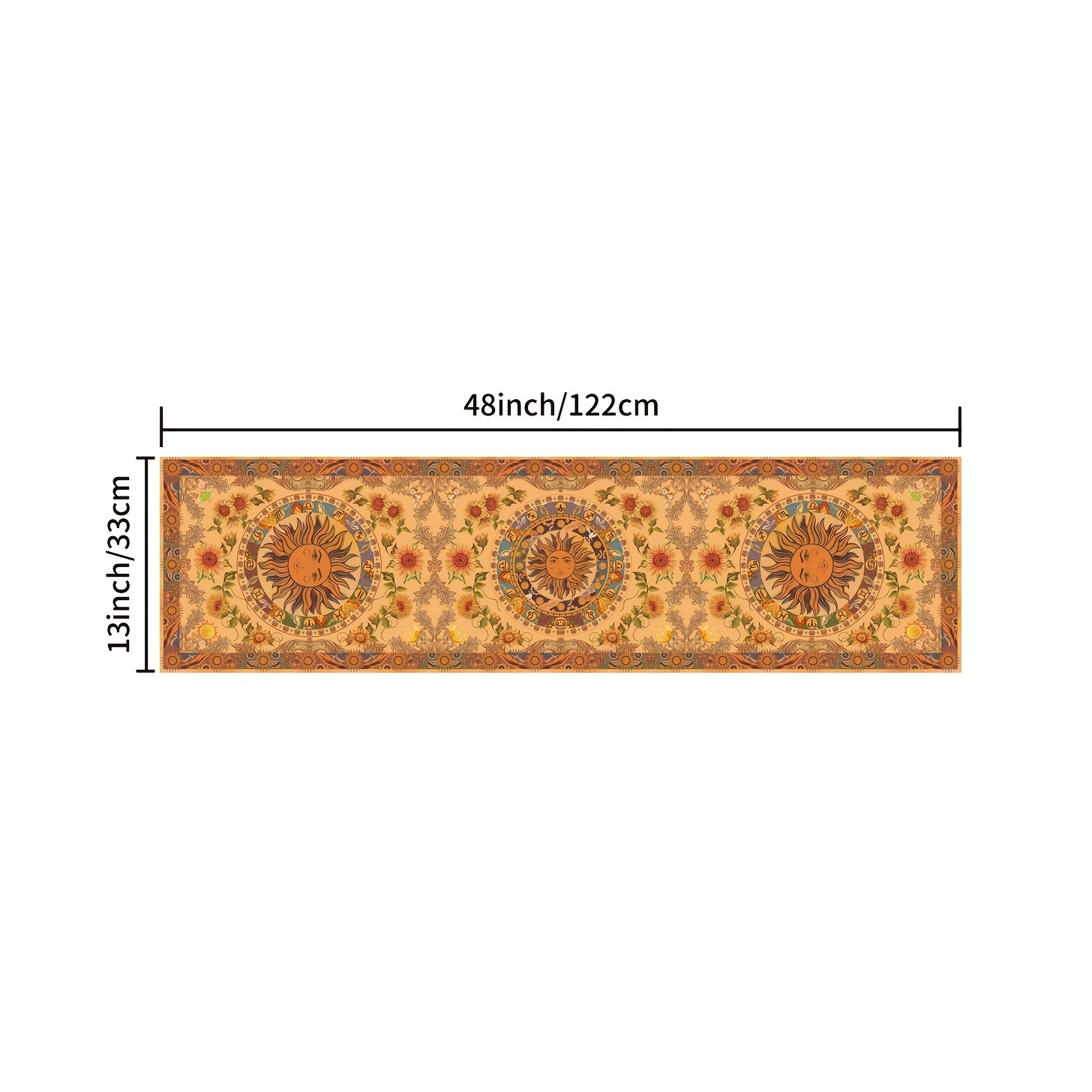 1 Set Of Abstract Sun Flower Pattern Table Flags, Polyester Table Flag, Dining Table, Kitchen, Home Decoration, Party Decoration, 13 Inch * 72 Inch