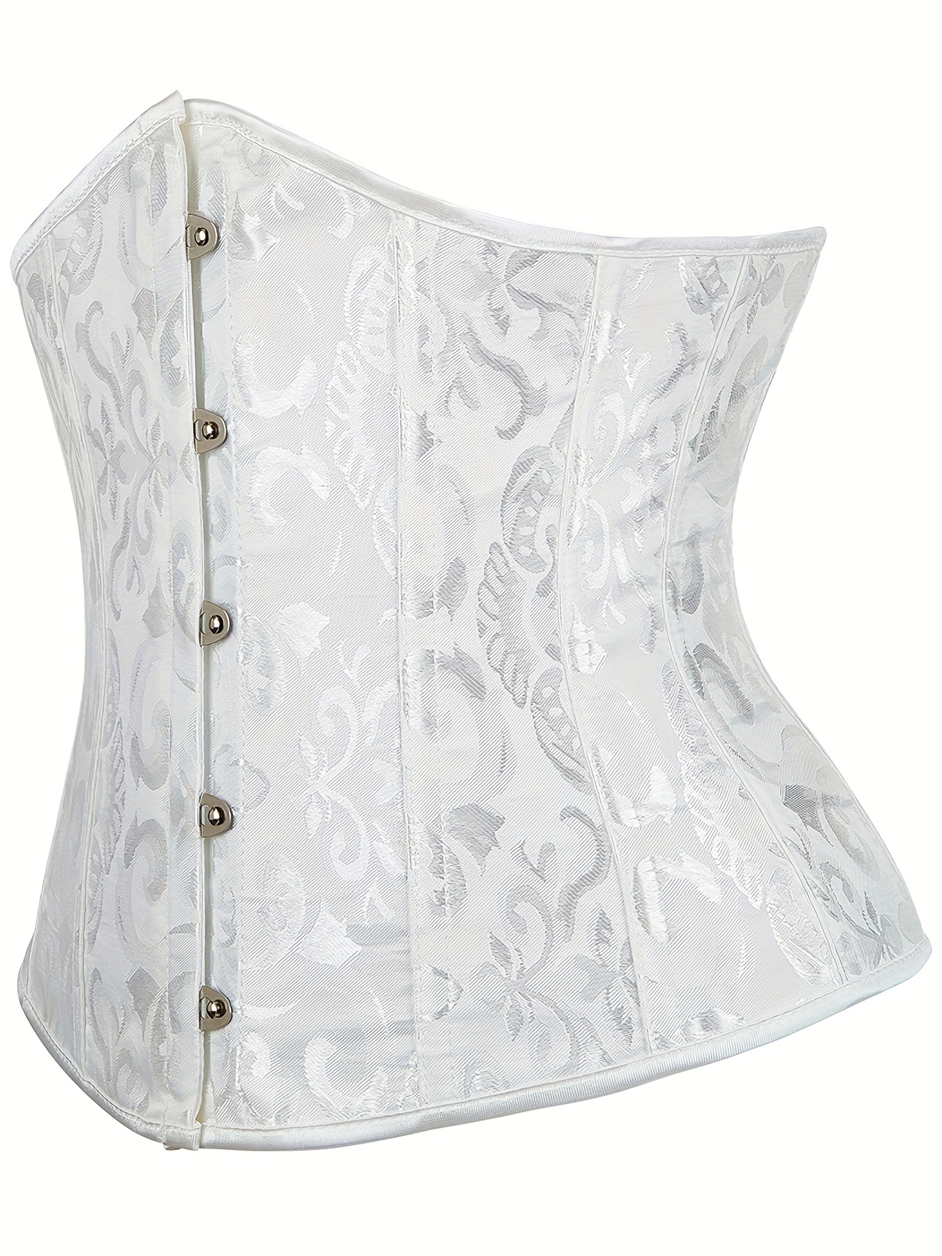  OMG White Overbust Satin Lace Waist Boned Corset