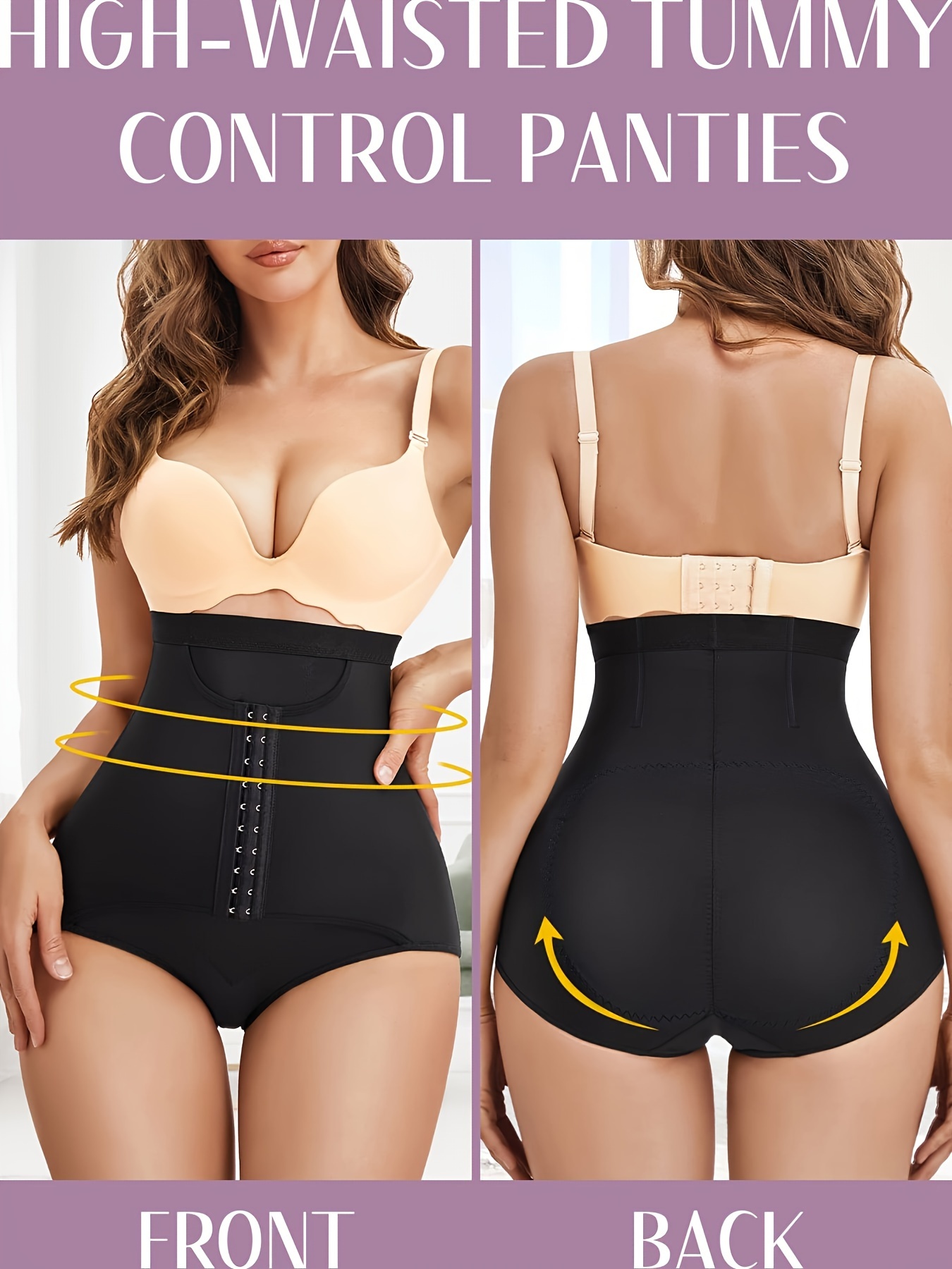 Women's High Waist Trainer Tummy Control Shapewear Butt Lifter Panties  Enhancer Underwear Body Shaper, Black, M/L