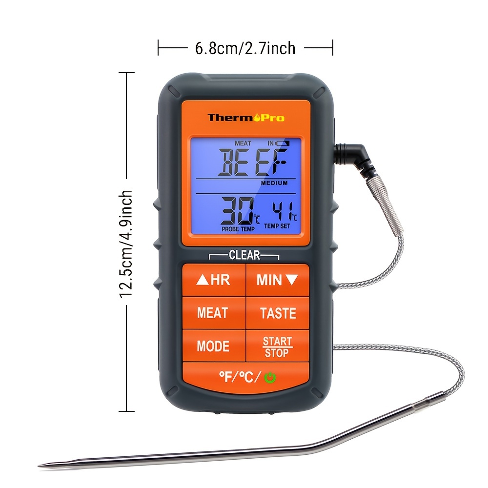 Tp21 Wireless Meat Thermometer For Grilling And Smoking, Bbq Thermometer  For Cooking, Food Grilling Thermometer With 8.5' Meat Probe, Smoker  Thermometer With Alarm And Timer, Lcd Backlit Screen Batteries Not Included  