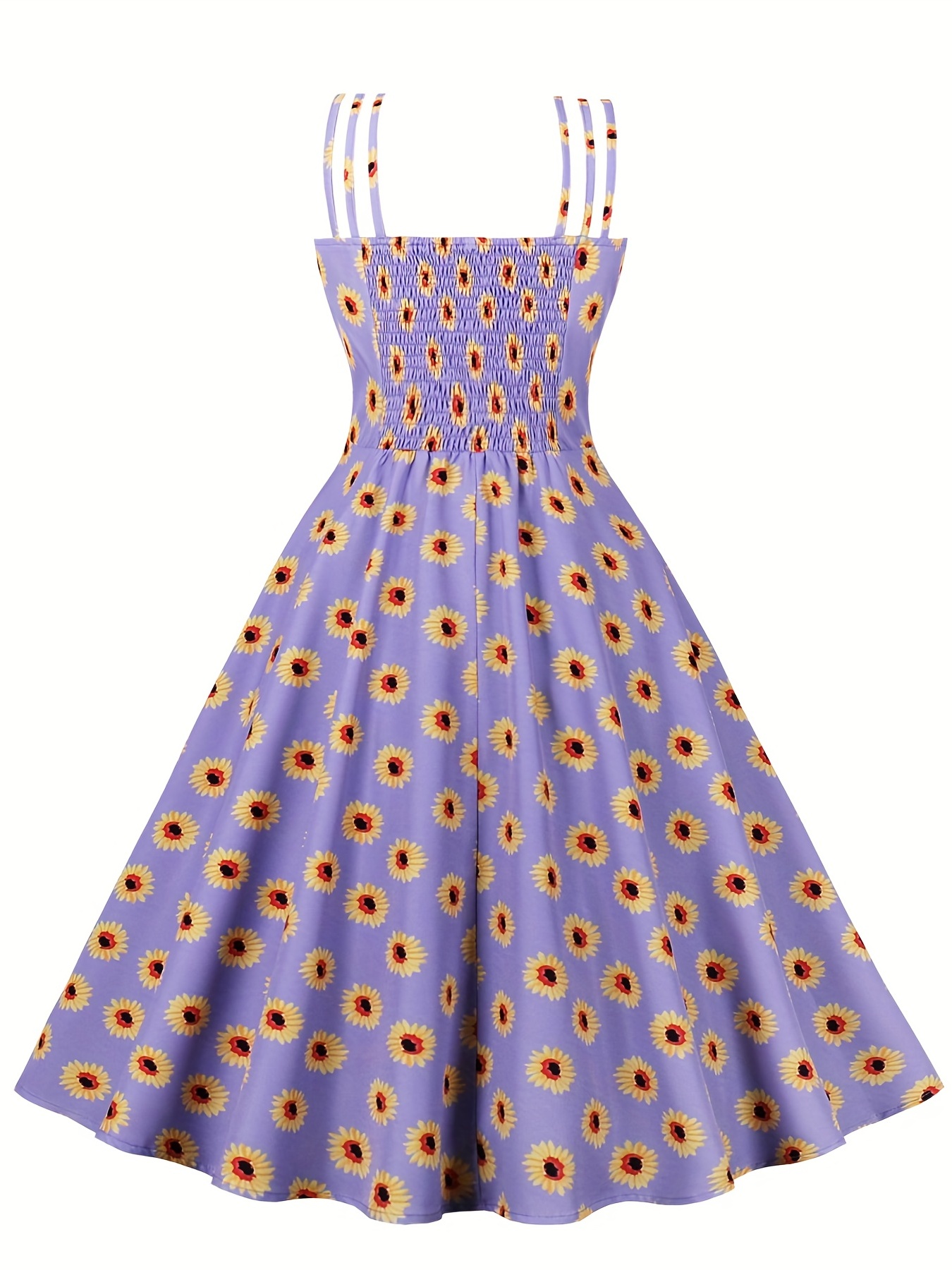 Vestito anni '50 viola a pois